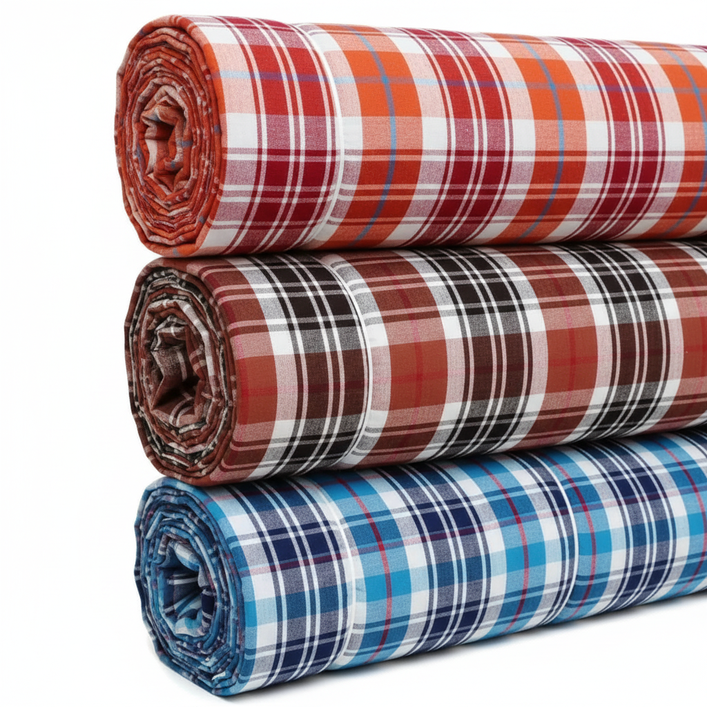High-quality plaid fabric and checks matress fabric in various colors. As a leading textile cloth supplier, we offer indian textile cloth, cotton polyster blend fabric, and powerloom fabric. Ideal for industrial use, including cotton industrial fabric, majarpat, and woven interlining fabric