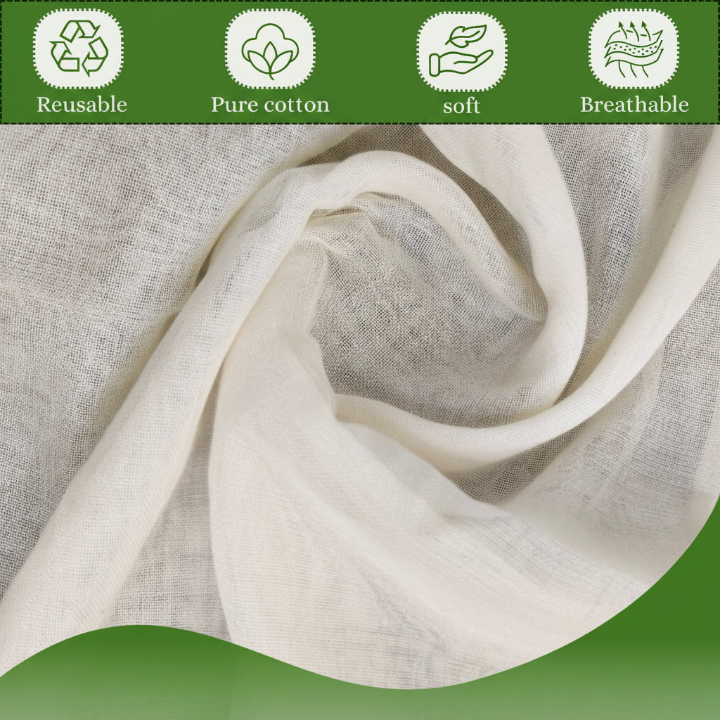 High-quality white cheesecloth made from 100% cotton fabric. This lightweight plain weave fabric is a versatile Indian textile cloth used for straining, cleaning, and industrial applications. Supplied by a leading textile cloth supplier specializing in cotton industrial fabric and greige fabric.