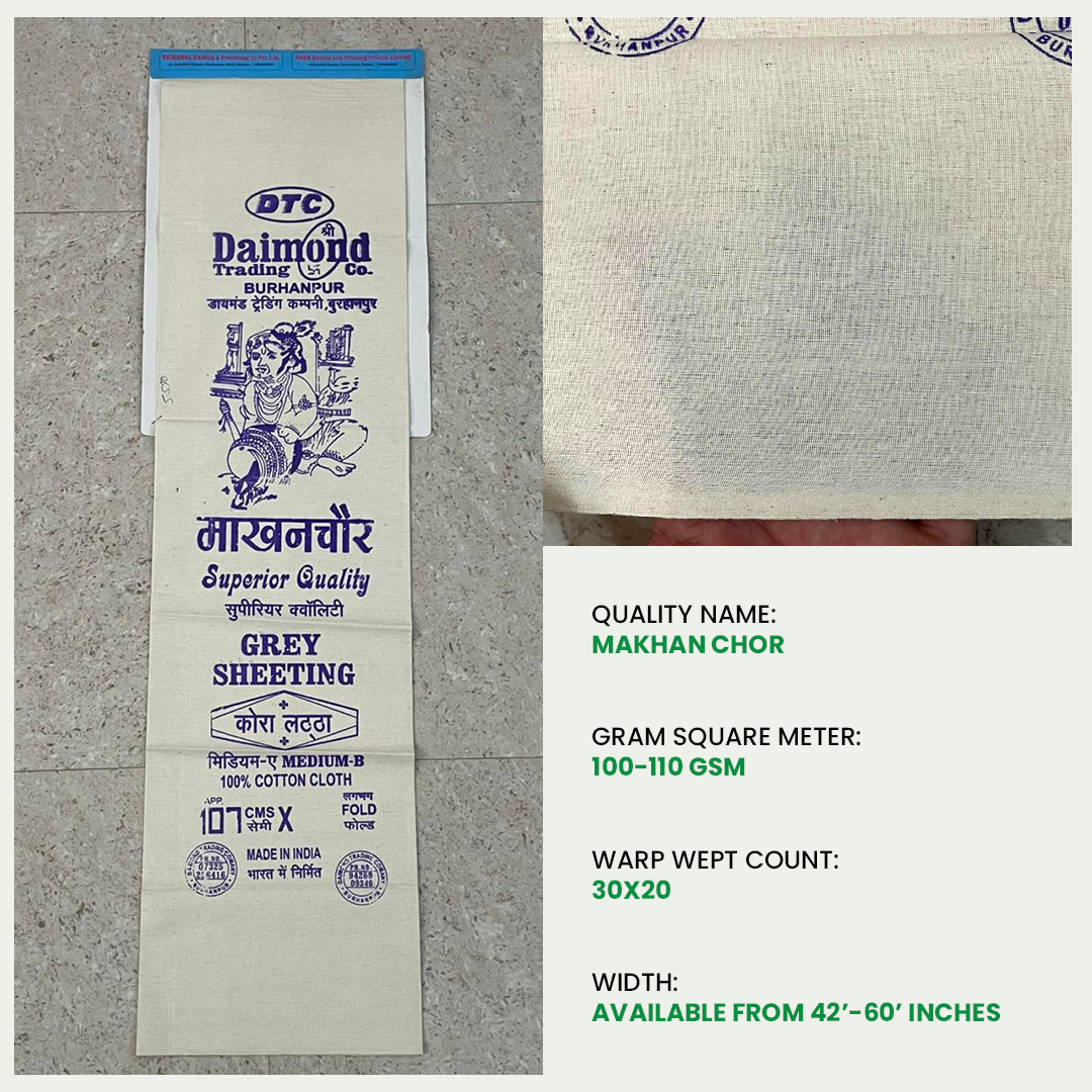 57-inch and 80-inch plain weave fabric and cotton fabric rolls. Product range includes fusible interlining fabric, cheesecloth, and checked matress fabric. High-durability powerloom fabric and cotton polyster blend fabric manufactured for industrial applications.