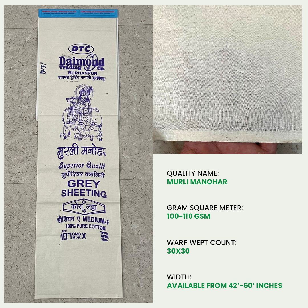 57-inch and 80-inch plain weave fabric and cotton fabric rolls. Product range includes fusible interlining fabric, cheesecloth, and checked matress fabric. High-durability powerloom fabric and cotton polyster blend fabric manufactured for industrial applications.
